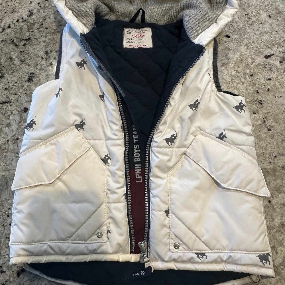 Lapin House Designer white and grey  hooded puff size 4